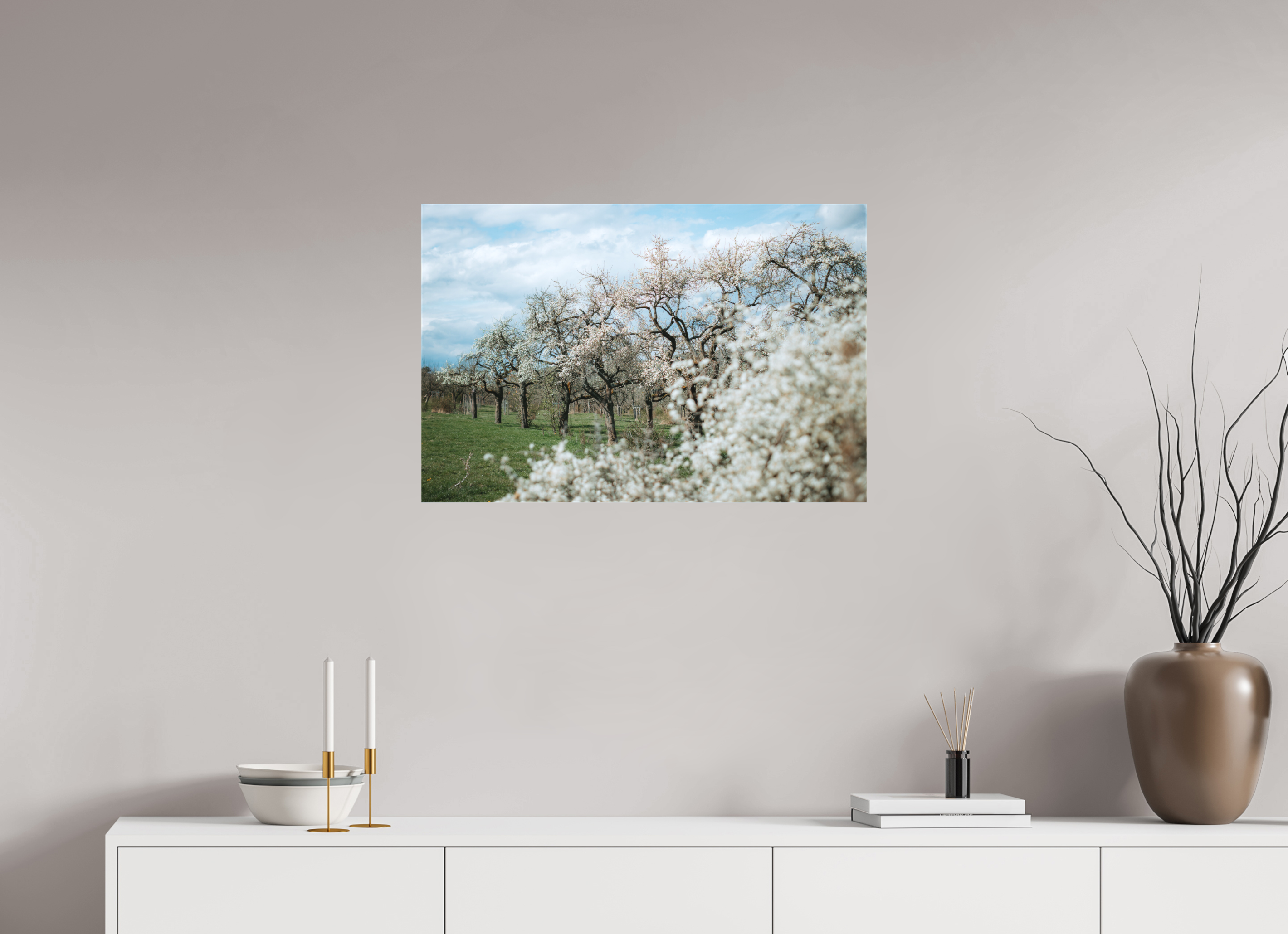 75 x 50 cm, Leinwandprint, matt Kirschblüte