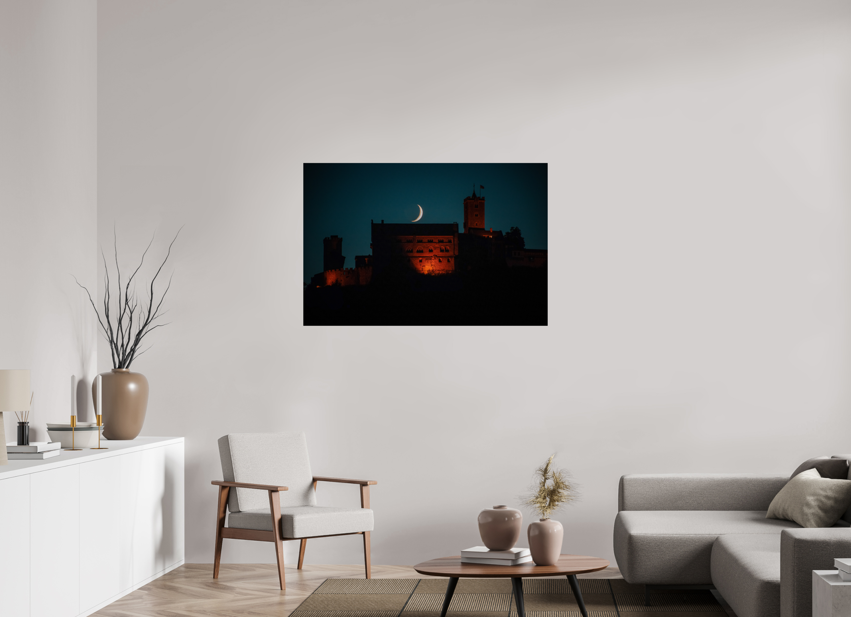 120 x 80 cm, Premium - Hahnemühle Photo Rag Baryta Wartburg mit Mond