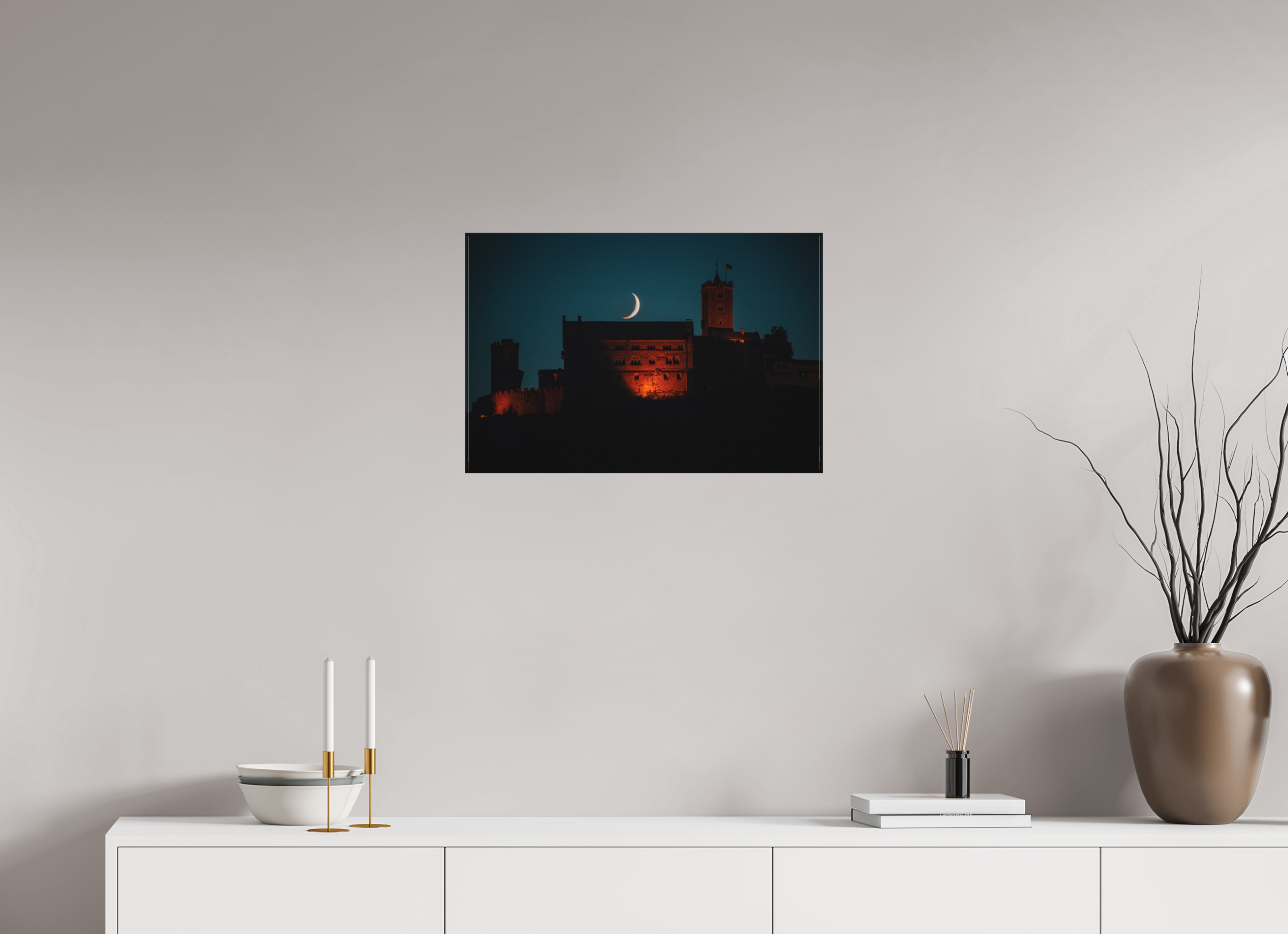 60 x 40 cm, Leinwandprint, matt Wartburg mit Mond
