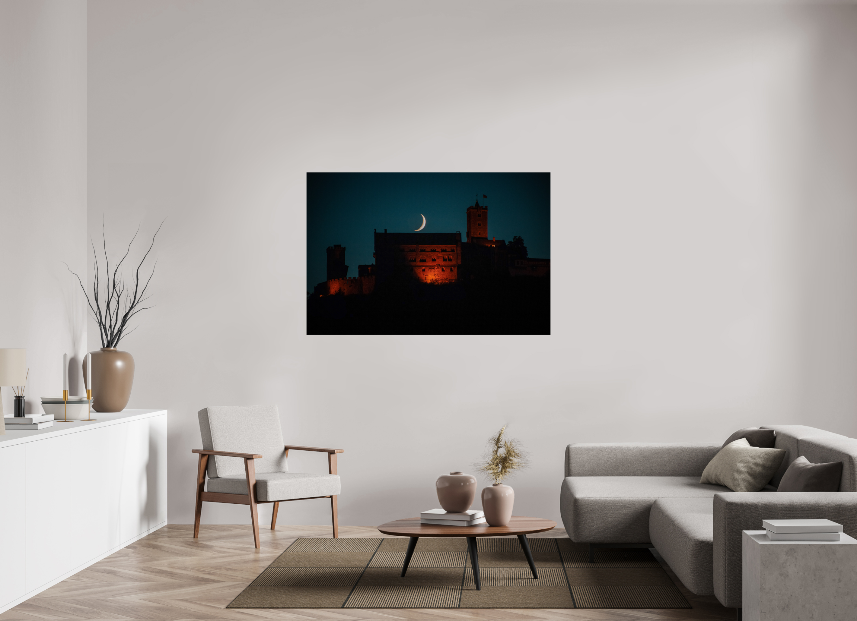 150 x 100 cm, Premium - Hahnemühle Photo Rag Baryta Wartburg mit Mond
