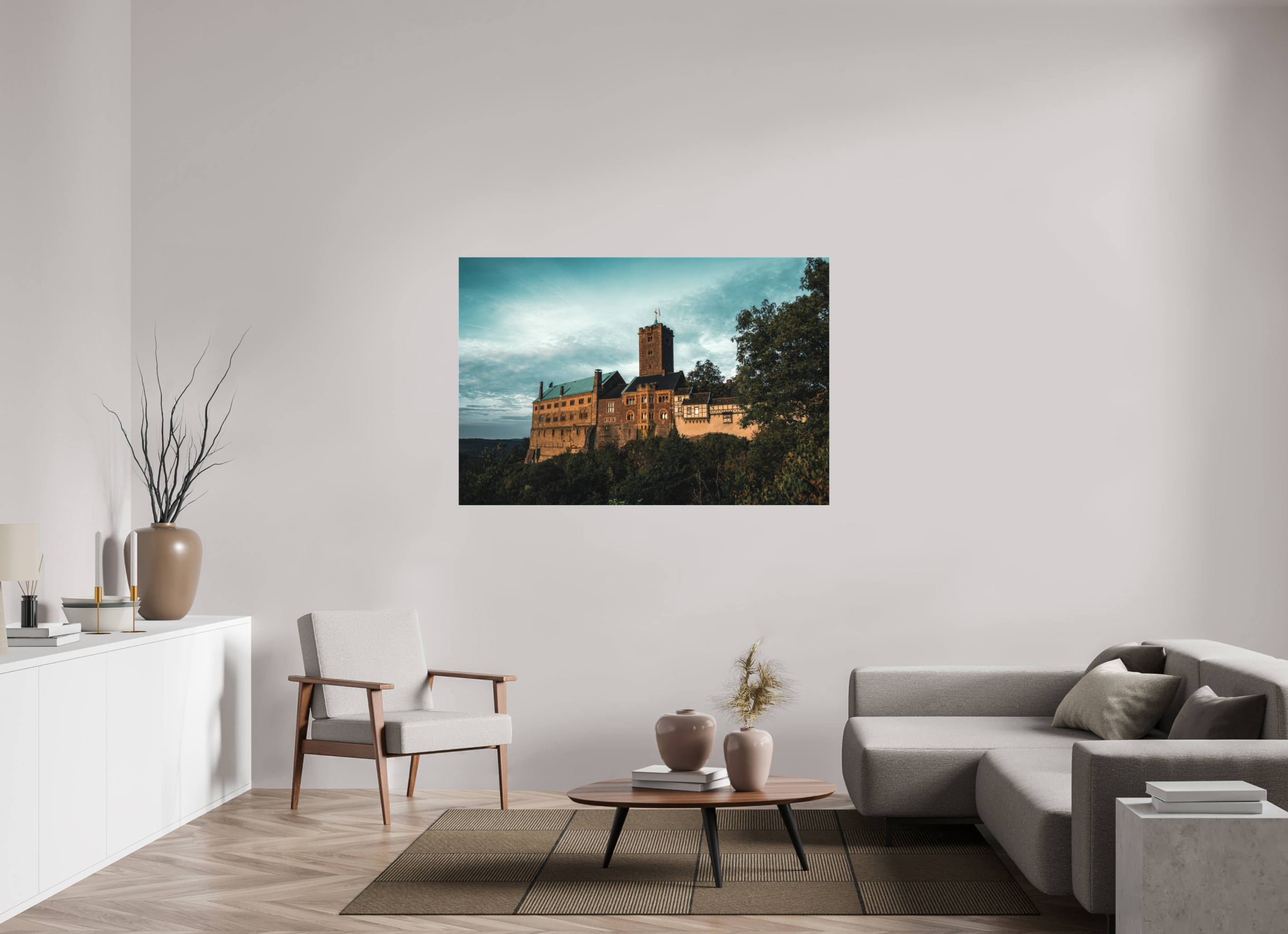 150 x 100 cm, Leinwandprint, matt Wartburg Sunrise