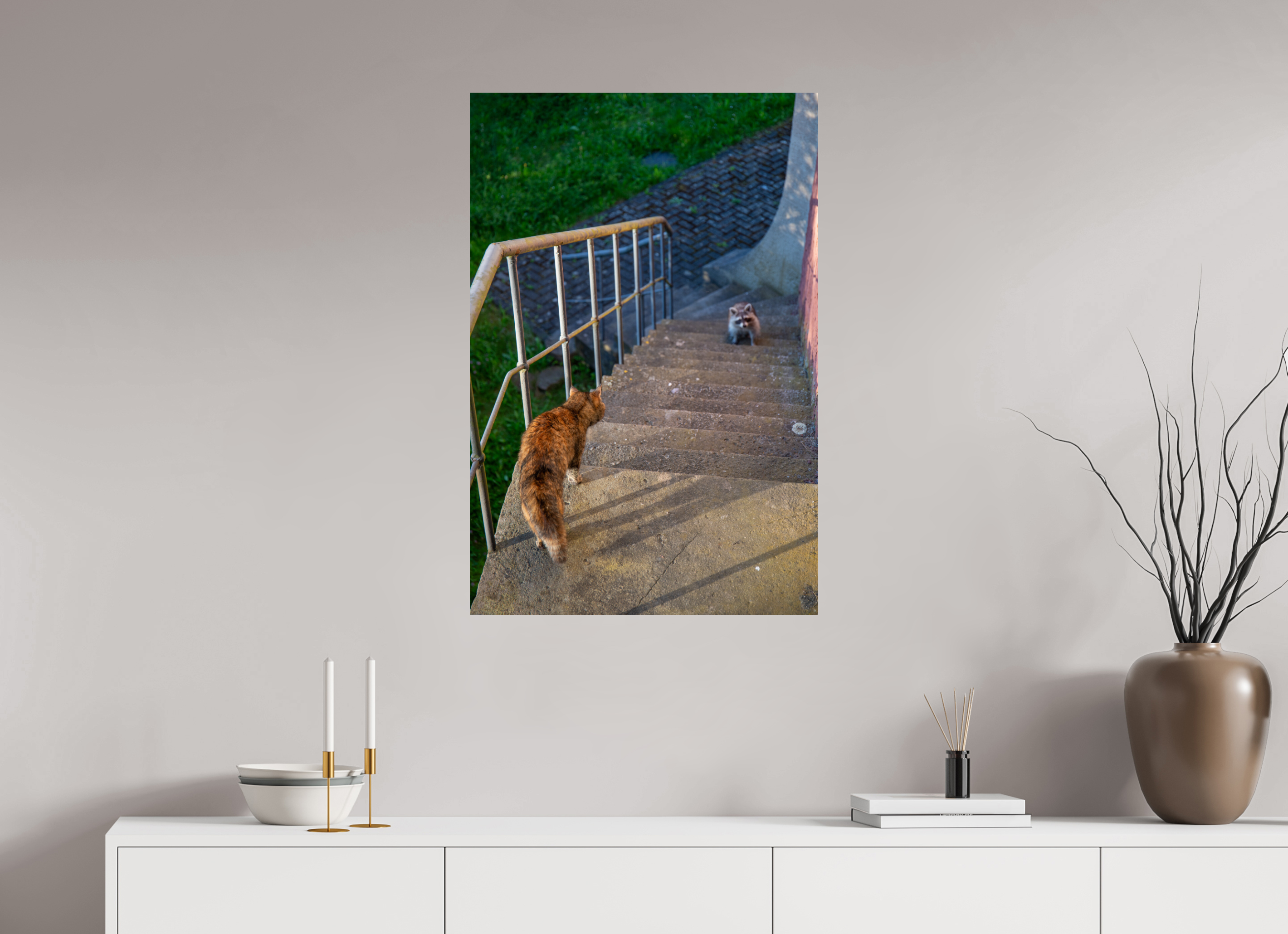 60 x 90 cm, Premium - Hahnemühle Photo Rag Baryta Waschbär zu Besuch