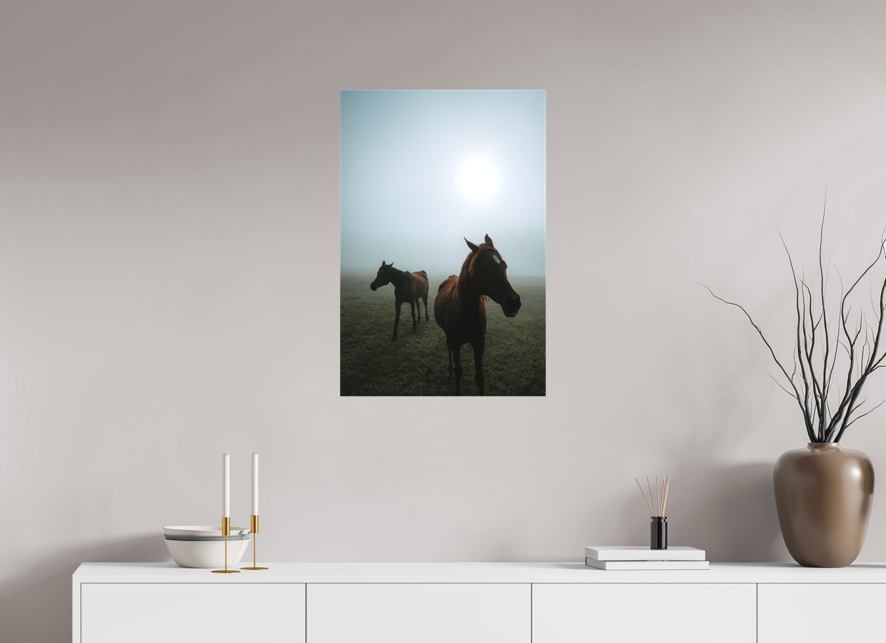 50 x 75 cm, Leinwandprint, matt Pferde am Clausberg