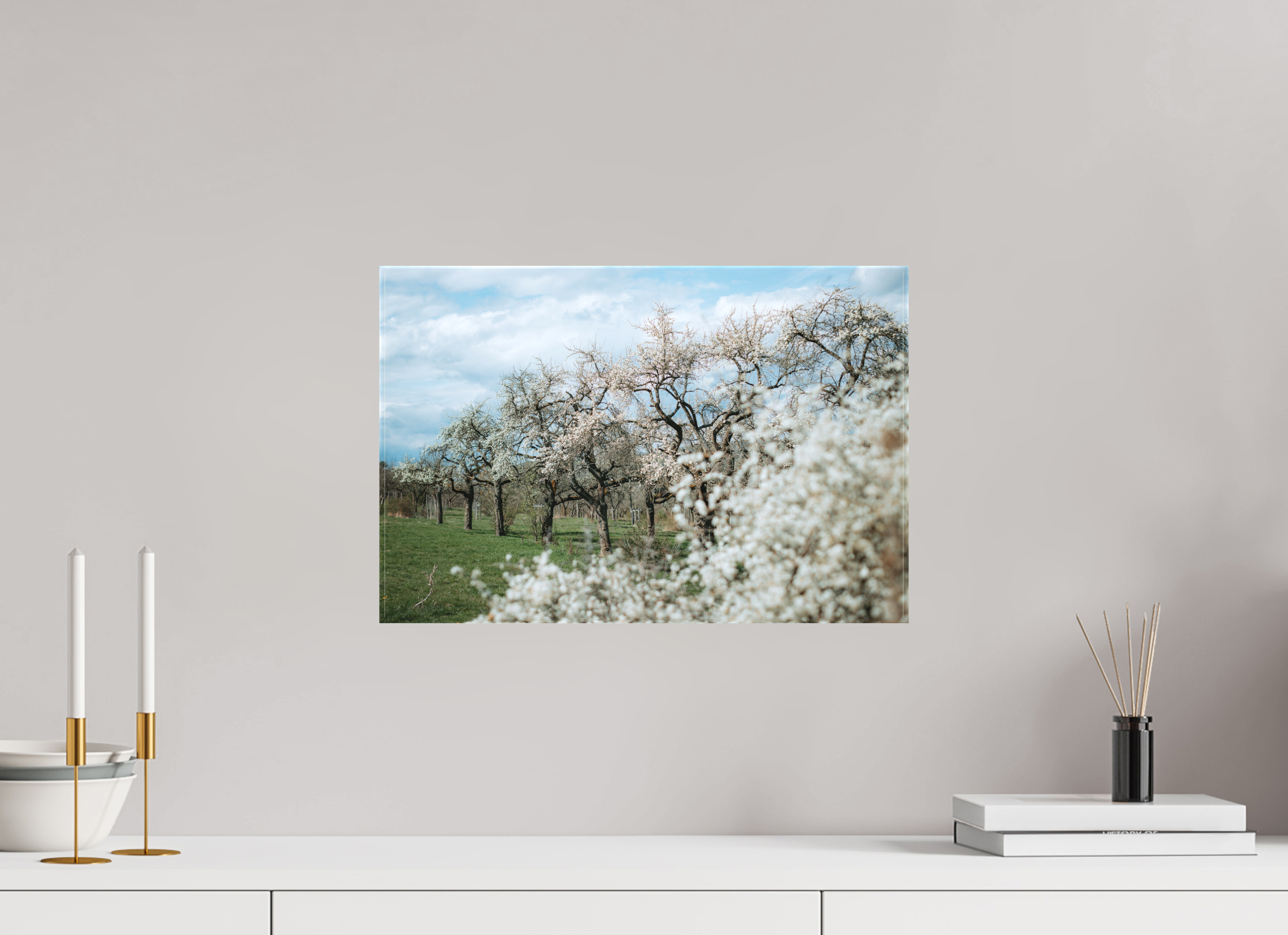 45 x 30 cm, Leinwandprint, matt Kirschblüte