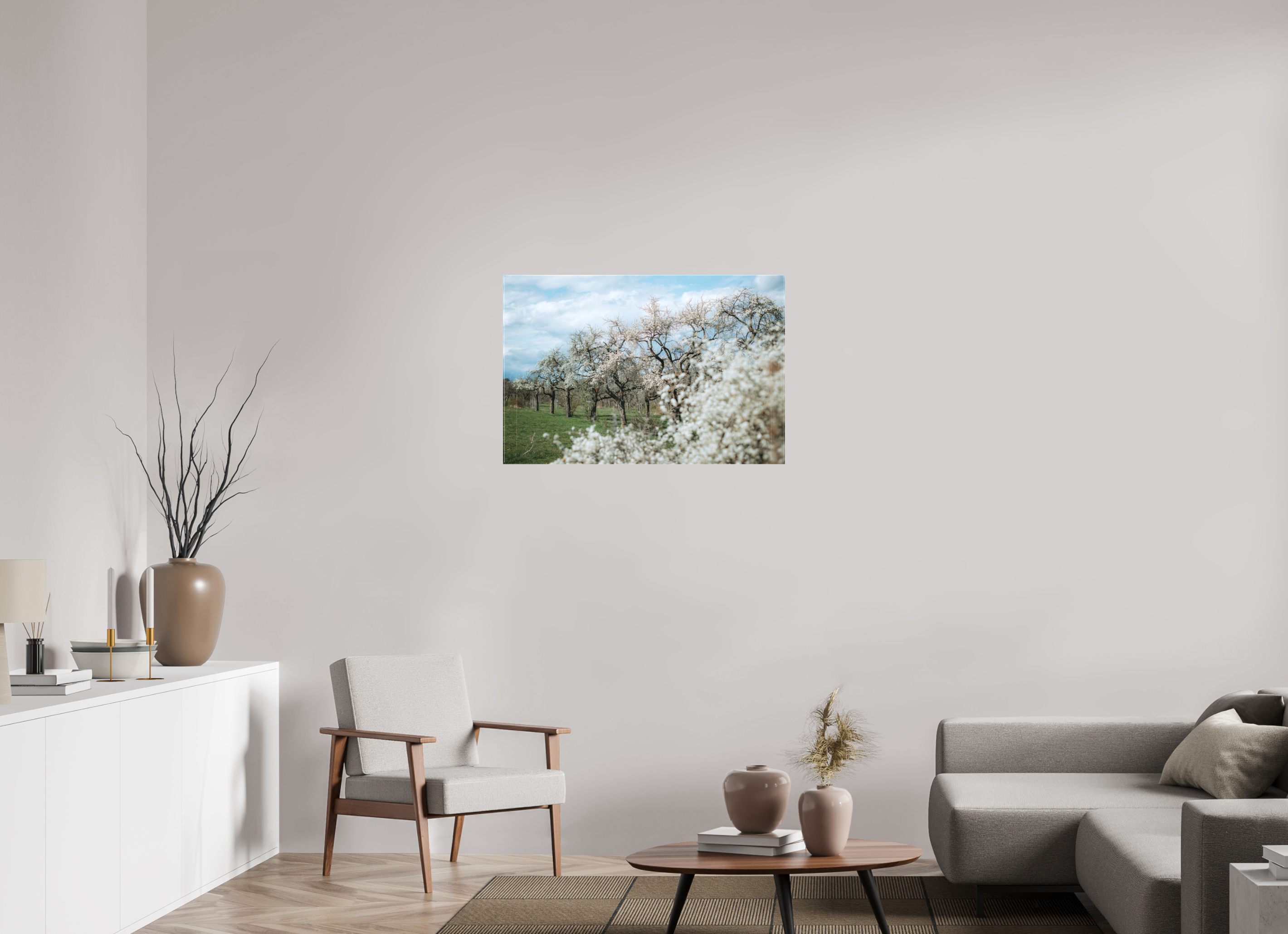 90 x 60 cm, Leinwandprint, matt Kirschblüte