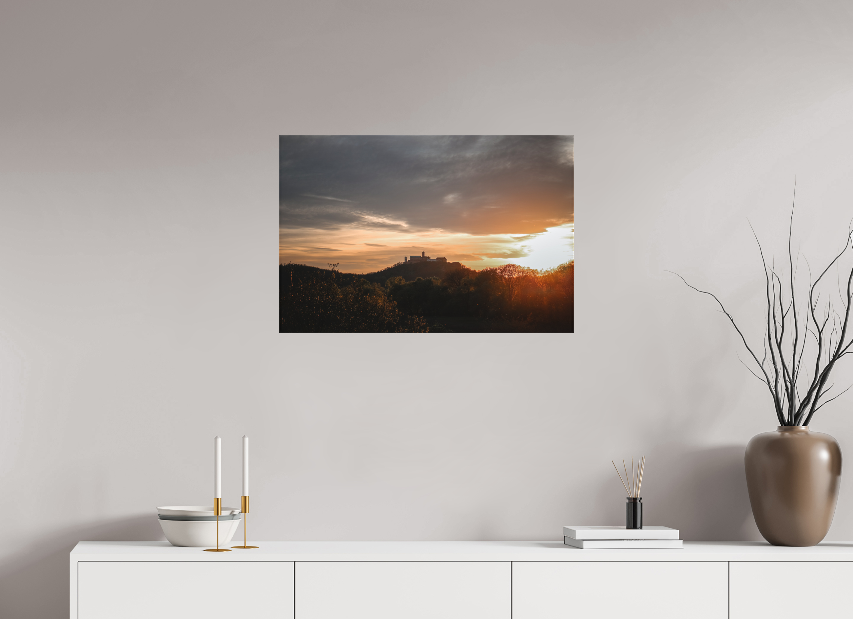75 x 50 cm, Leinwandprint, matt Wartburg Sunset