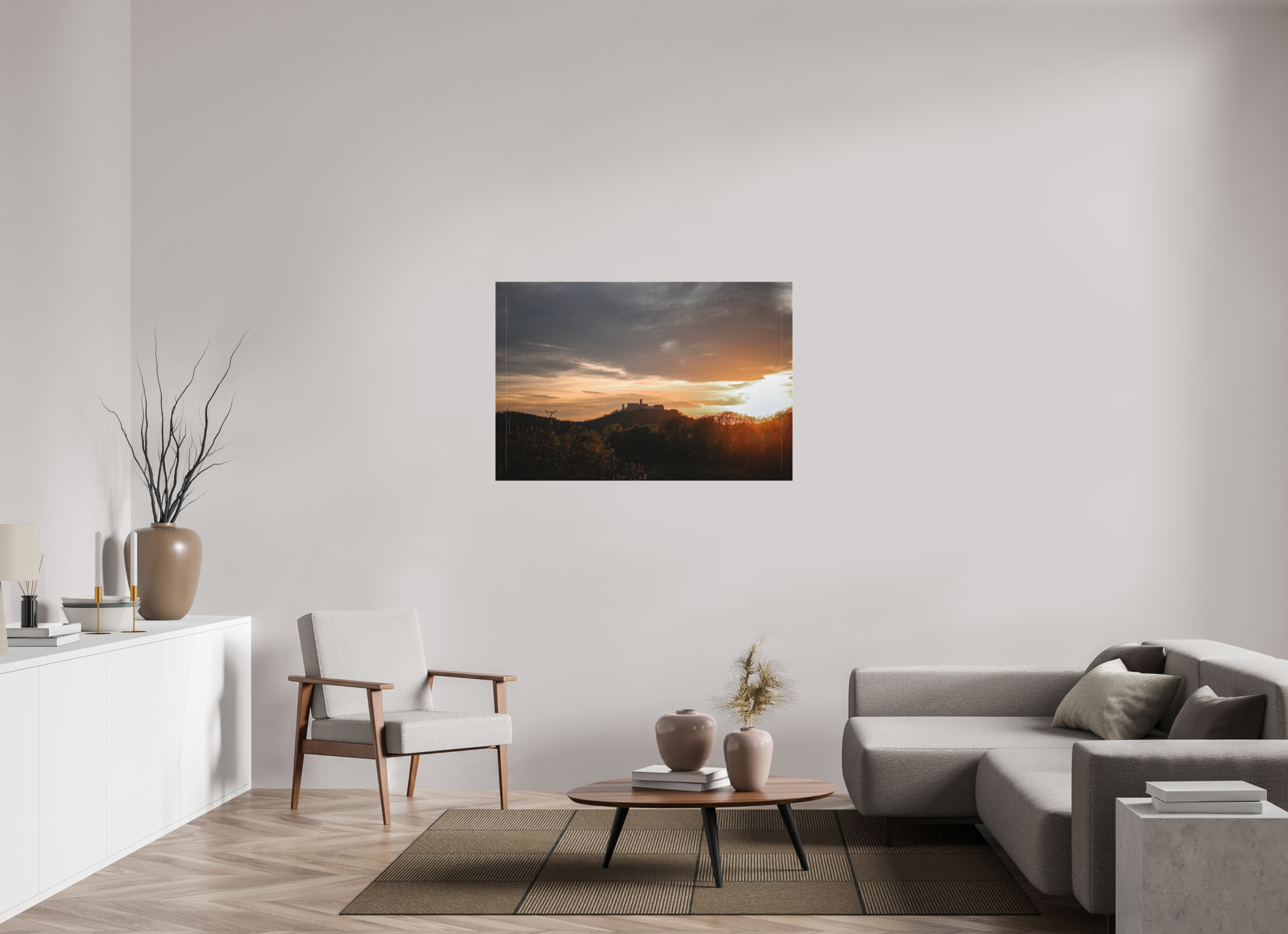 120 x 80 cm, Leinwandprint, matt Wartburg Sunset