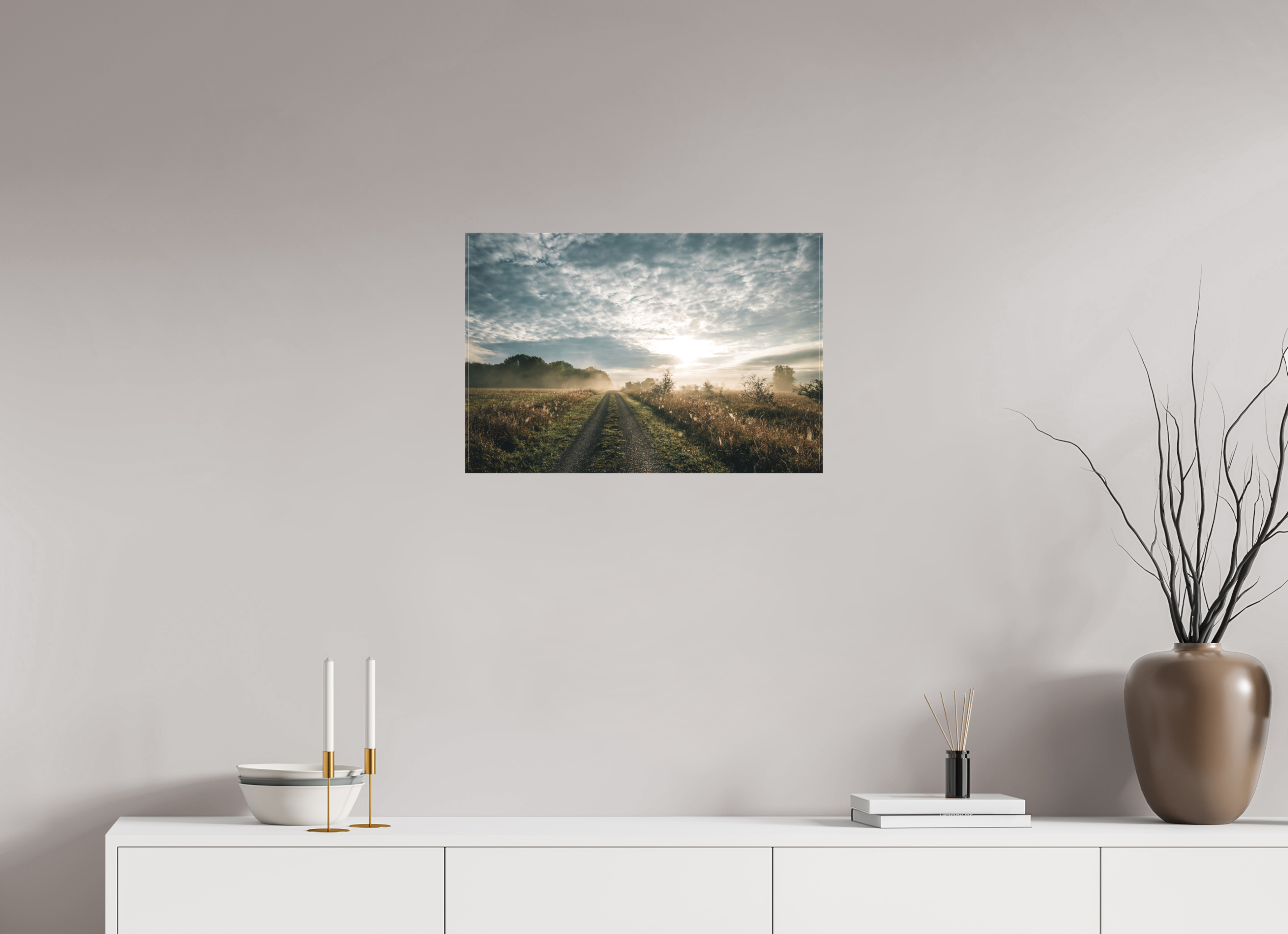 60 x 40 cm, Leinwandprint, matt Hainich Sunrise