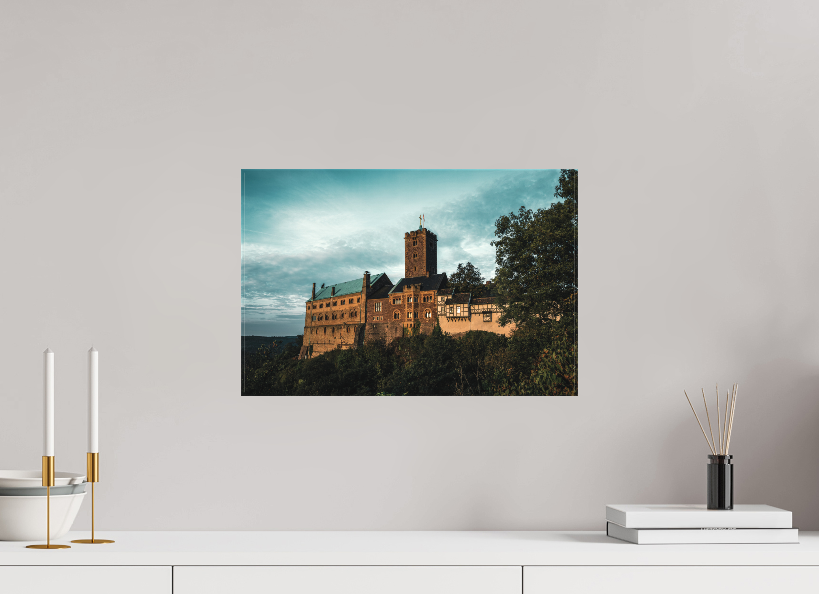 45 x 30 cm, Leinwandprint, matt Wartburg Sunrise