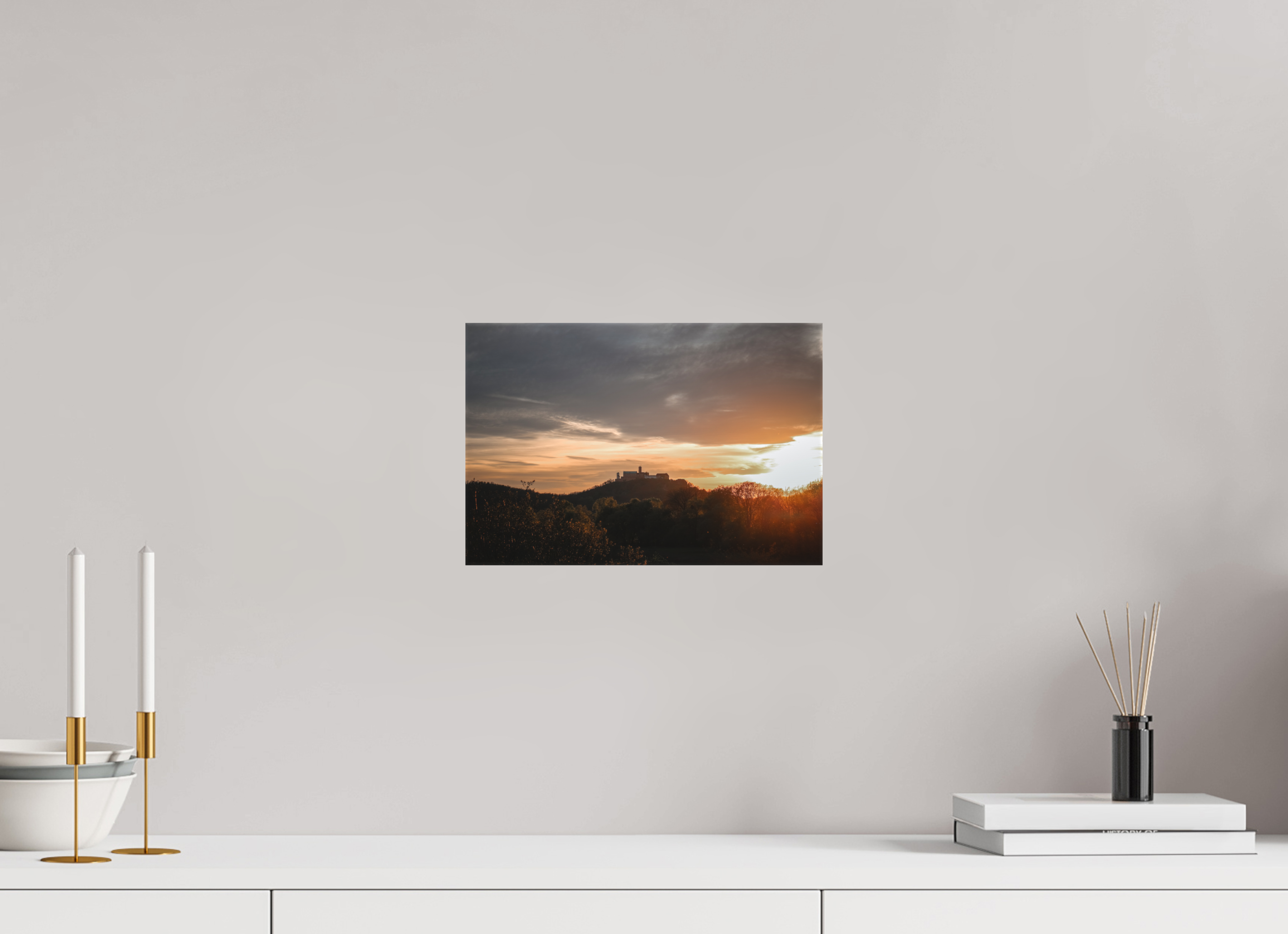 30 x 20 cm, Leinwandprint, matt Wartburg Sunset