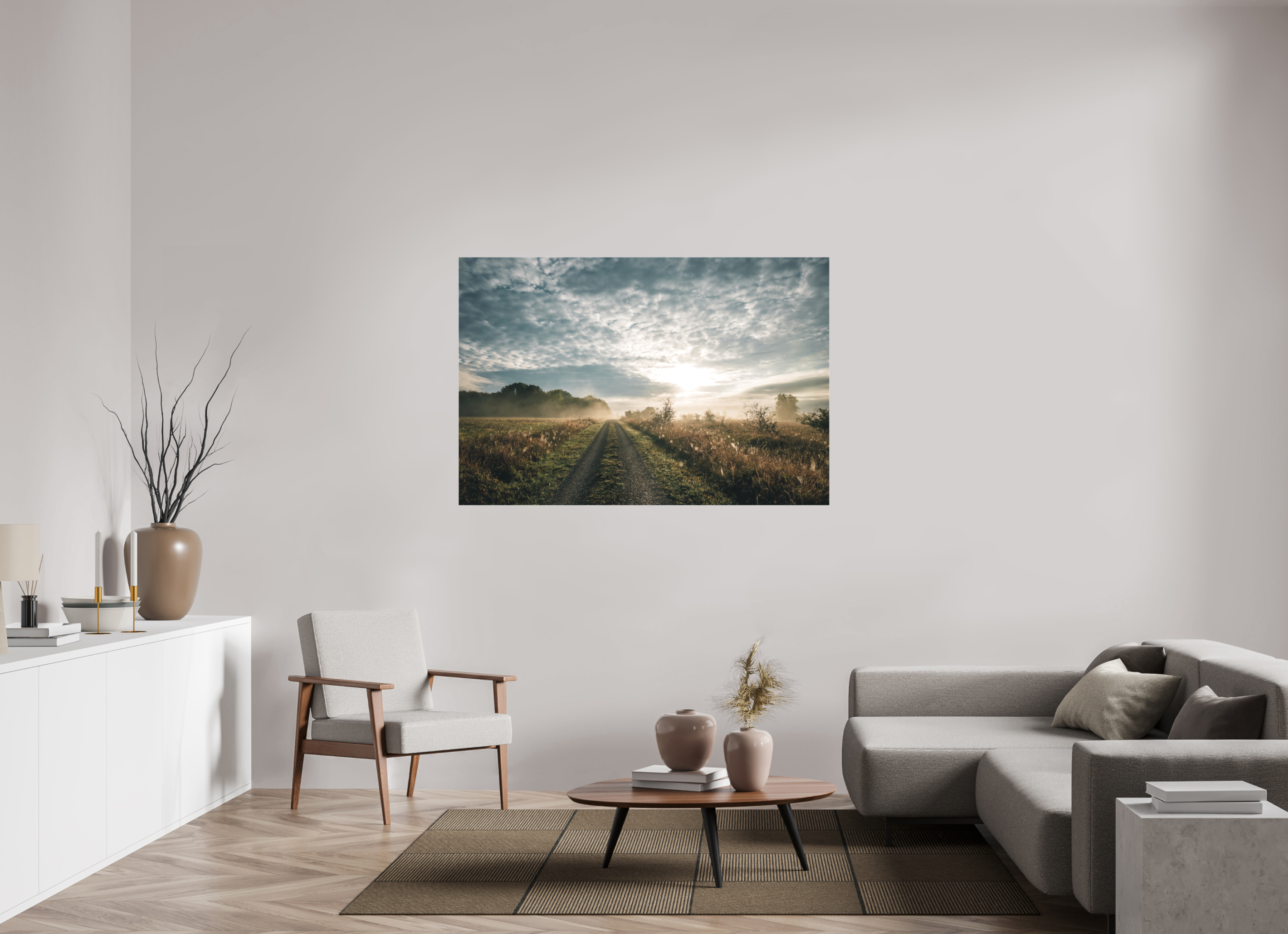 150 x 100 cm, Leinwandprint, matt Hainich Sunrise