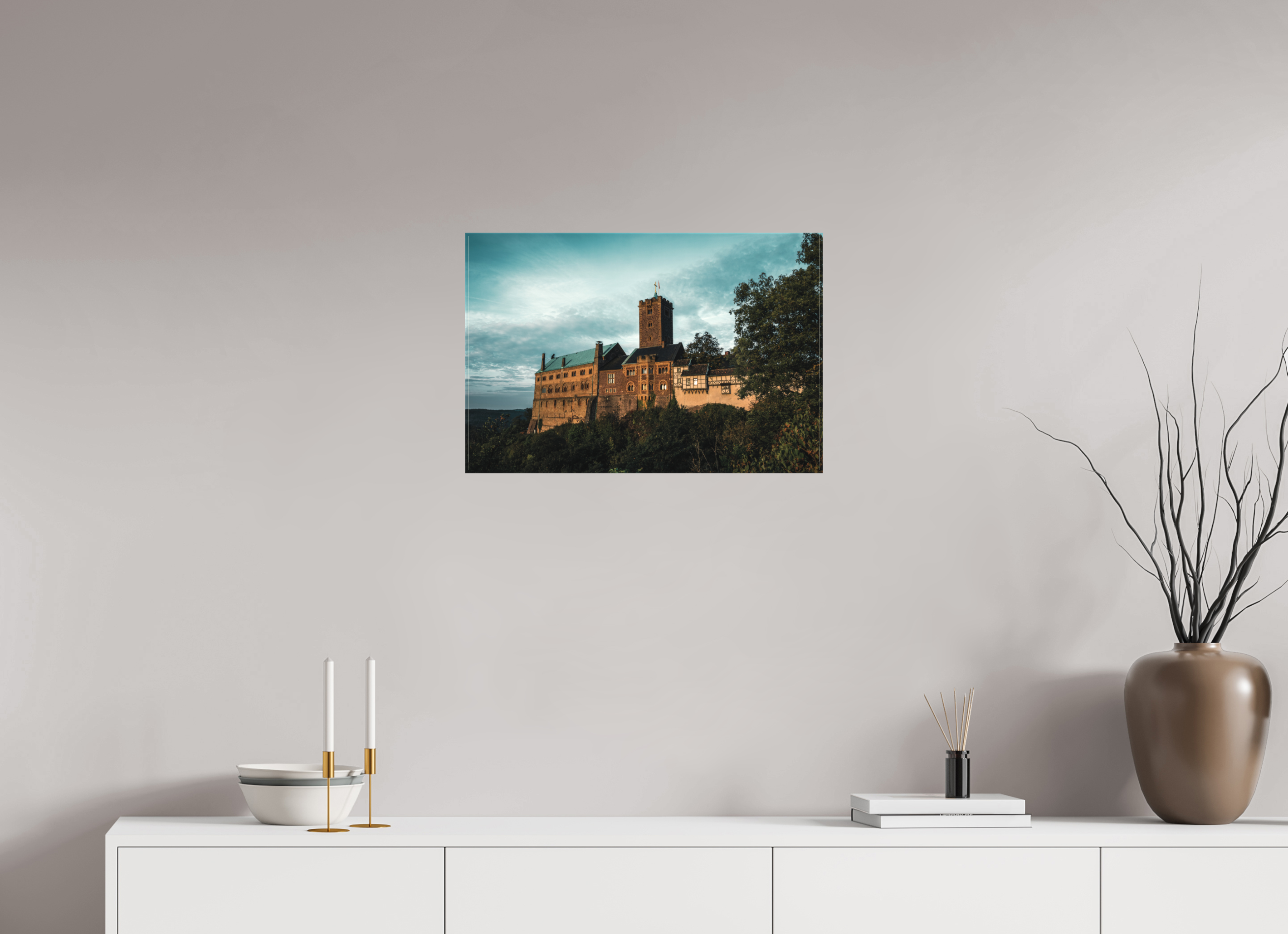 60 x 40 cm, Leinwandprint, matt Wartburg Sunrise