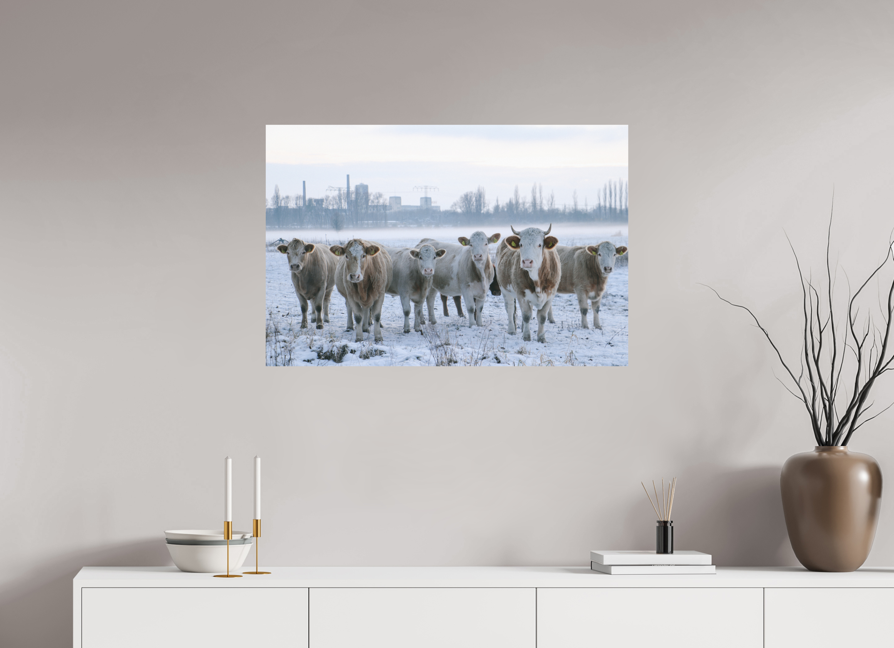 90 x 60 cm, Standard - Fuji Crystal Archive Silk Kühe an der Elbe